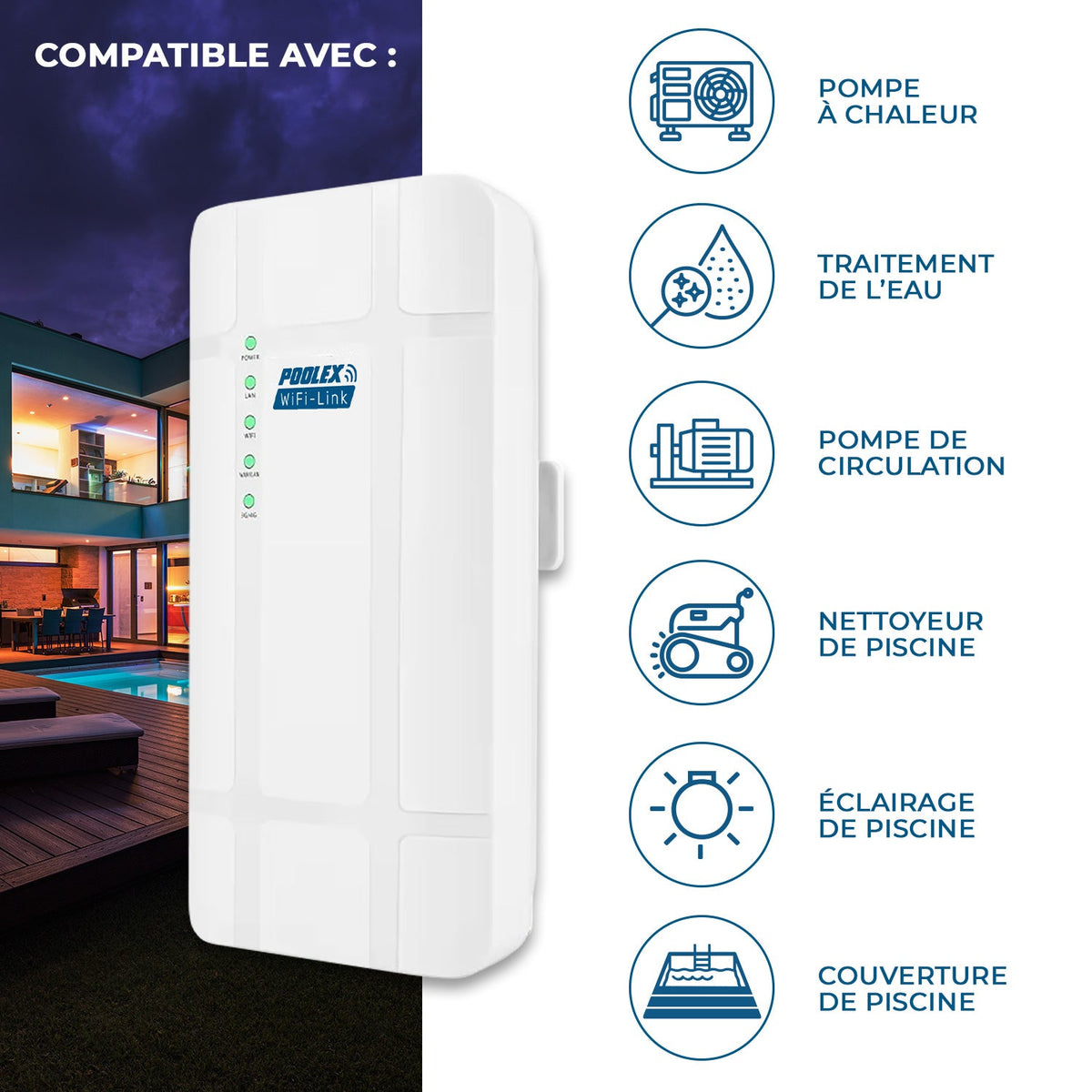 Pool Router Poolex WiFi Link 4G – Utomhus Router med 4G & WiFi-förlängning IPX6