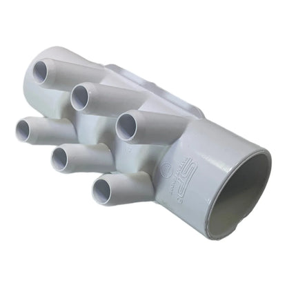 PVC Fördelare 2"/2" hona/hane samt 6x3/4" hane slät CS