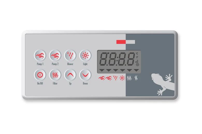 Display Gecko TSC-8 med etikett